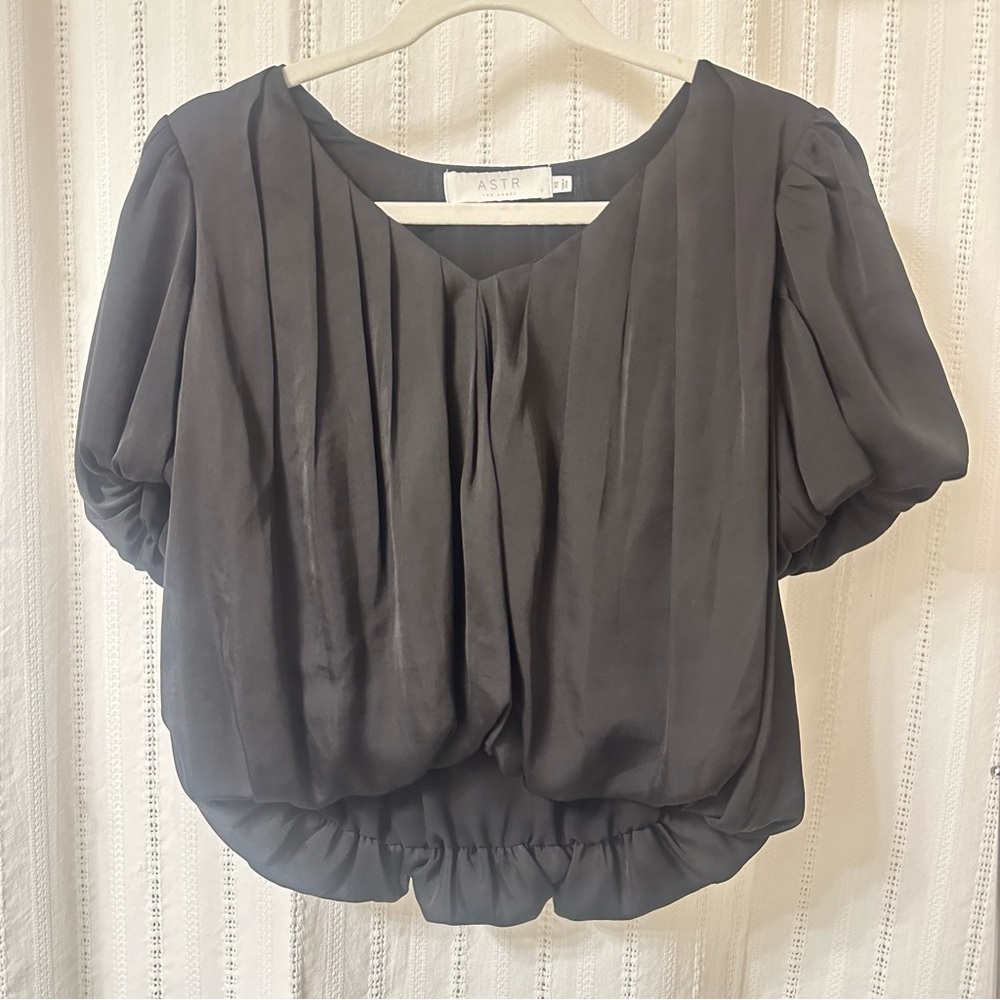 ASTR Black Pleated Blouse, cropped, like new!!